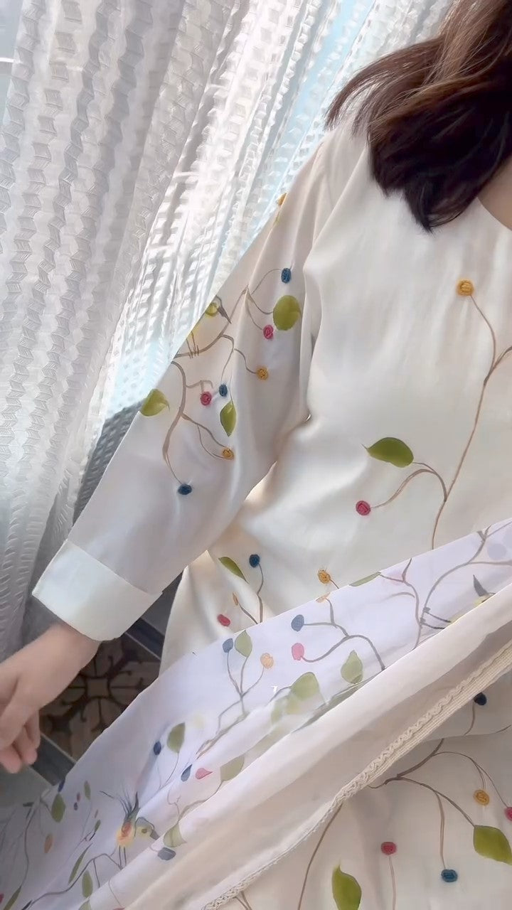 ✨ Elegant White Printed Suit Set with Dupatta✨